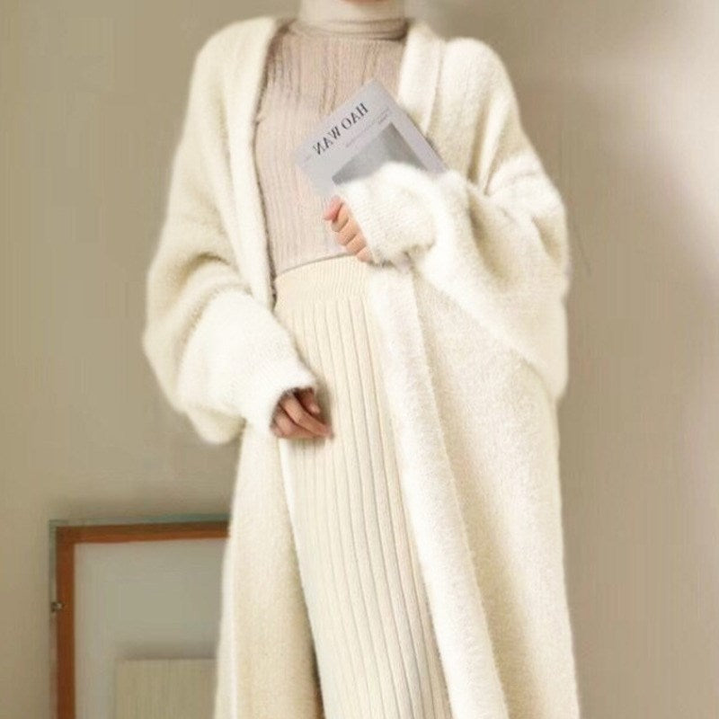 White Long Knitted Cardigan