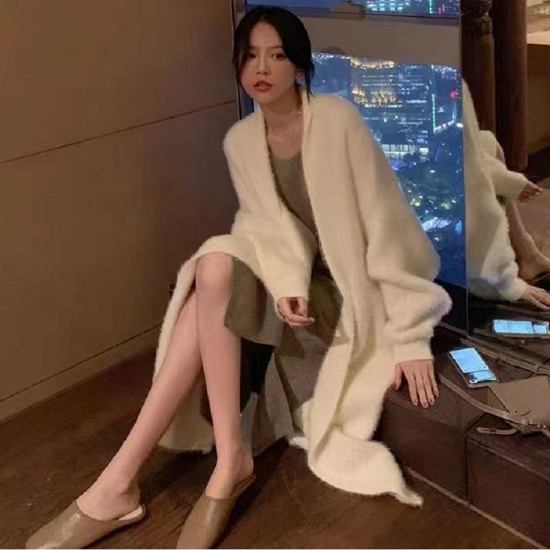 White Long Knitted Cardigan