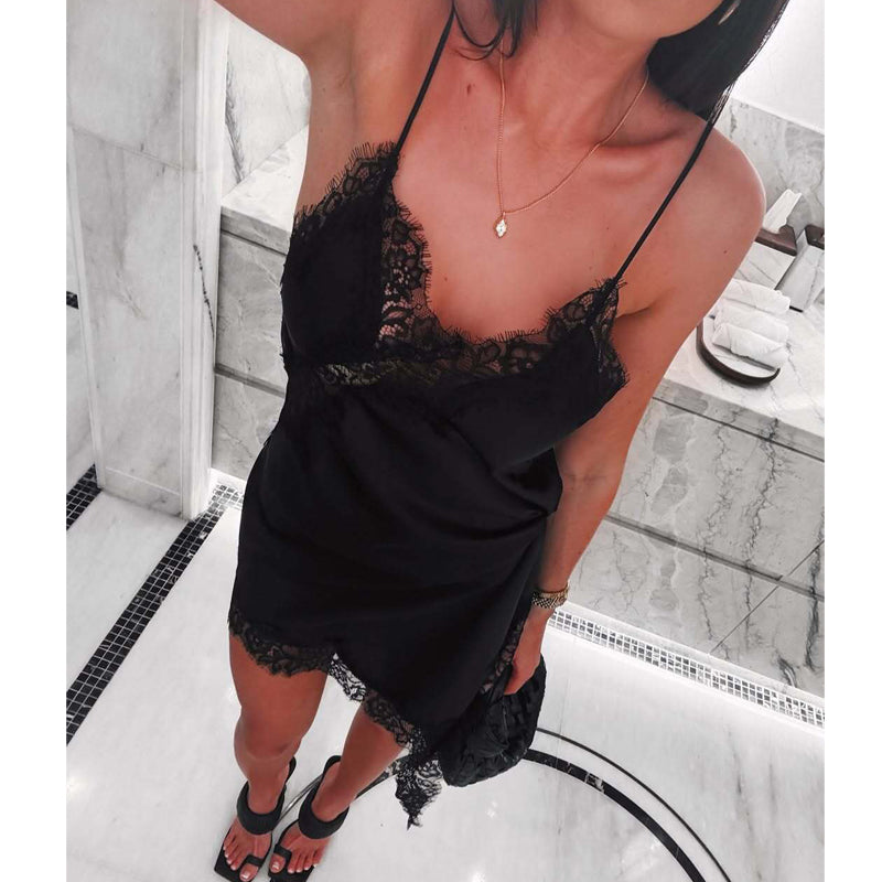 Lace Satin Slip Dress