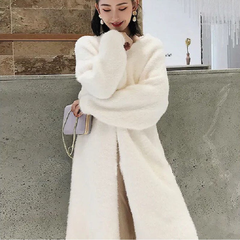 White Long Knitted Cardigan