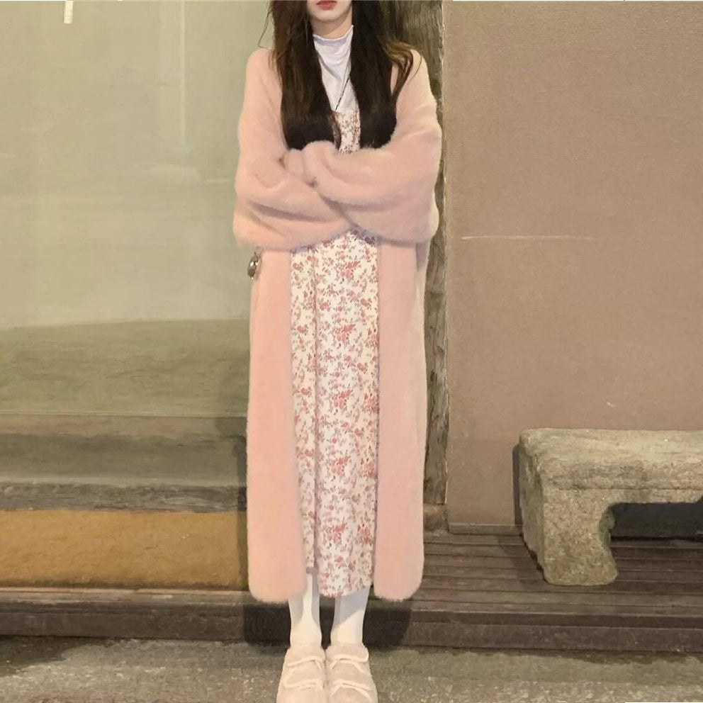 White Long Knitted Cardigan