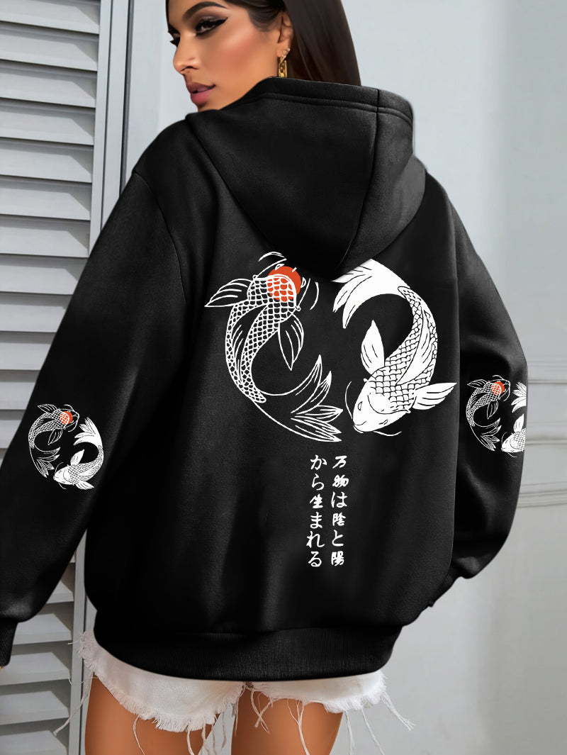 Koi Print Hoodie