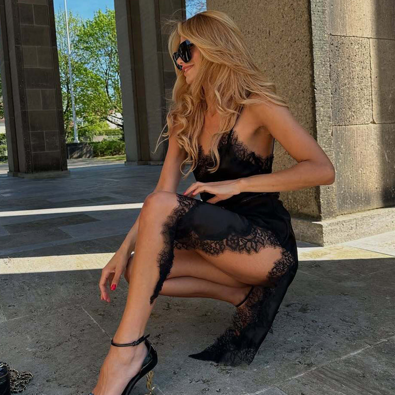 Lace Satin Slip Dress